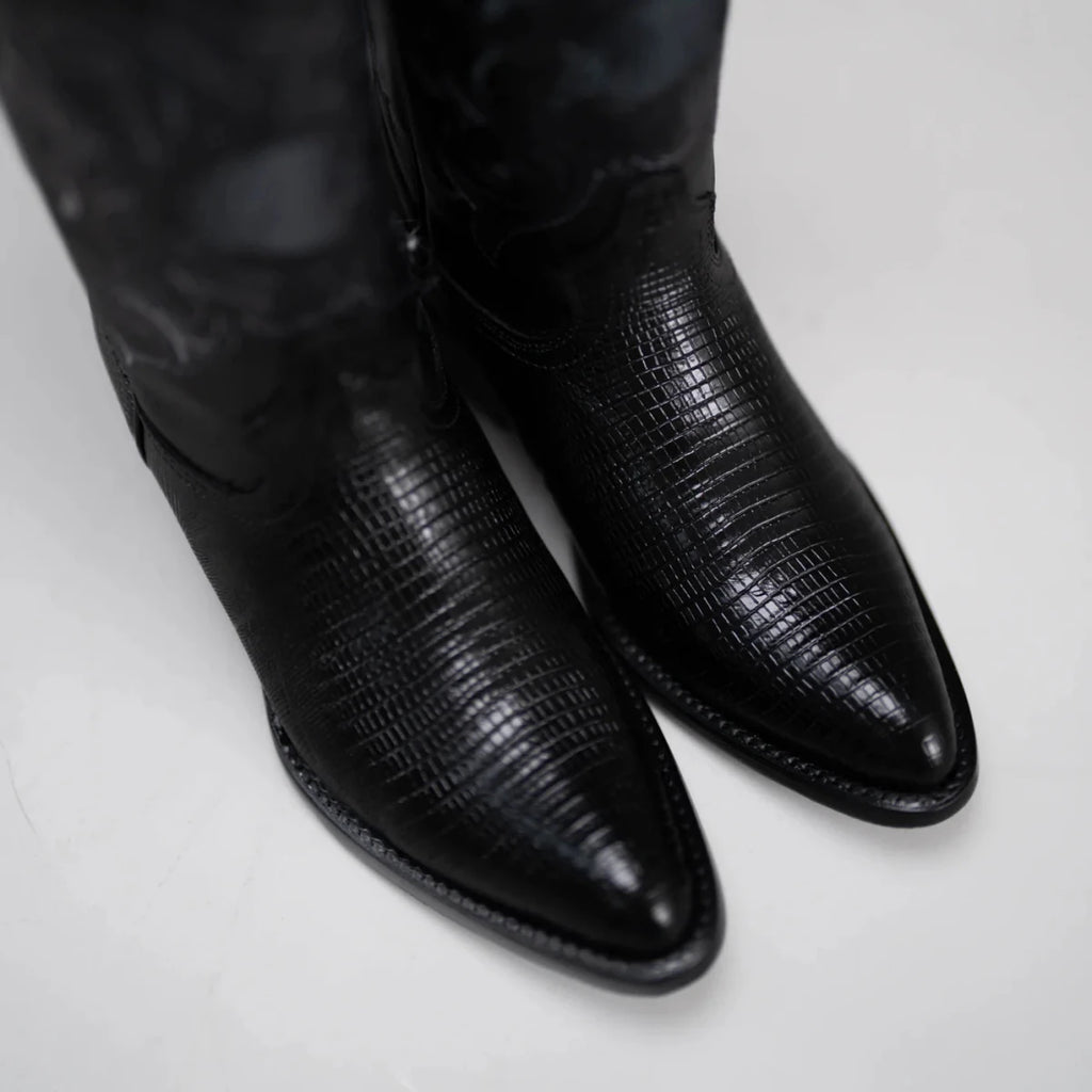Joe Boots Men”s Lizard Tribute J Toe Cowboy Boots–Black - OriginalWestern.com
