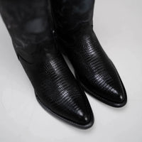 Joe Boots Men”s Lizard Tribute J Toe Cowboy Boots–Black - OriginalWestern.com
