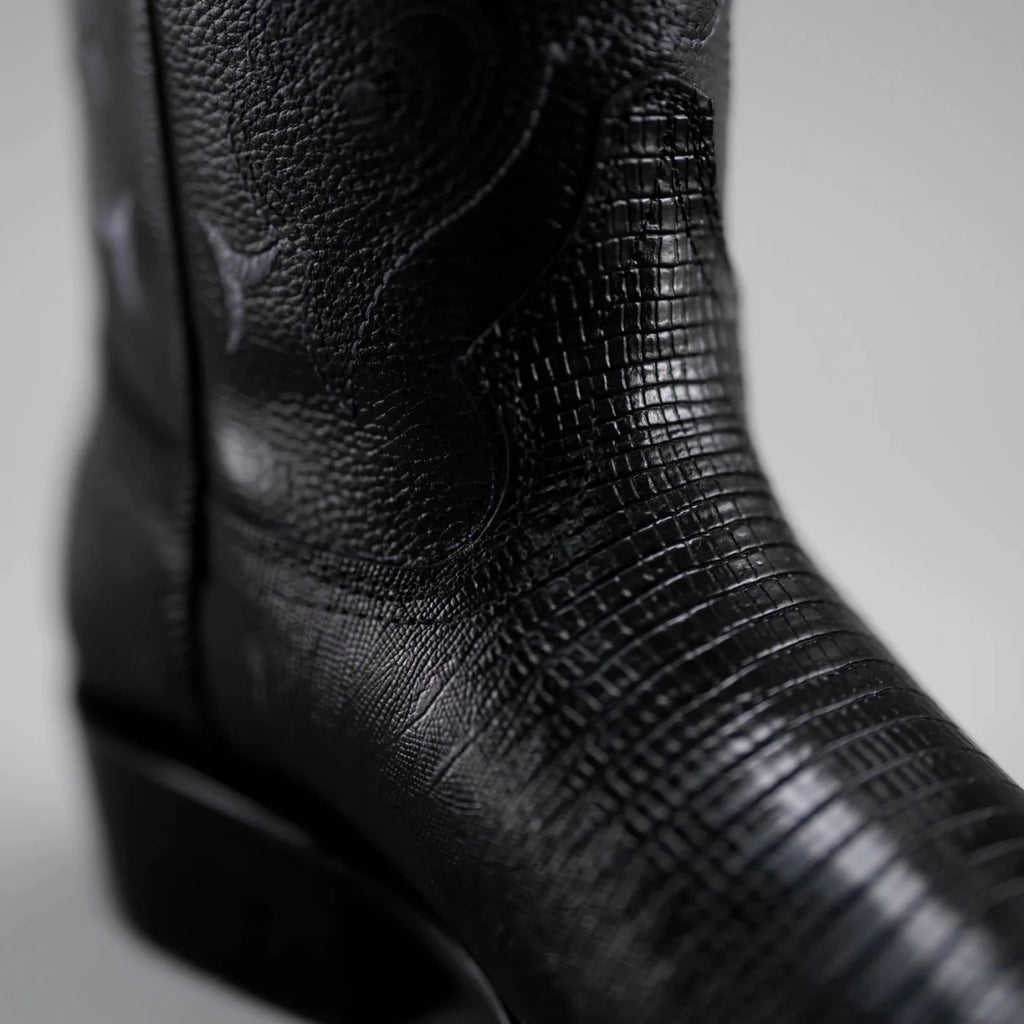 Joe Boots Men”s Lizard Tribute J Toe Cowboy Boots–Black - OriginalWestern.com