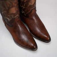 Joe Boots Men”s Lizard Tribute J Toe Cowboy Boots–Honey - OriginalWestern.com