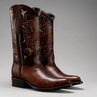 Joe Boots Men”s Lizard Tribute J Toe Cowboy Boots–Honey - OriginalWestern.com