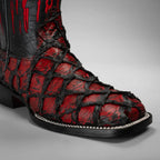 Joe Boots Men”s Monster Fish Trubute Square Toe Cowboy Boots–Red - OriginalWestern.com
