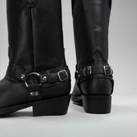 Joe Boots Men”s Motorcycle Biker Square Toe Boots–Black - OriginalWestern.com