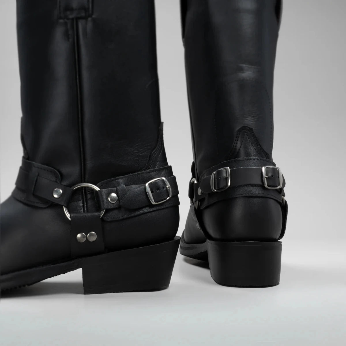 Joe Boots Men”s Motorcycle Biker Square Toe Boots–Black - OriginalWestern.com