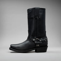 Joe Boots Men”s Motorcycle Biker Square Toe Boots–Black - OriginalWestern.com