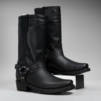 Joe Boots Men”s Motorcycle Biker Square Toe Boots–Black - OriginalWestern.com