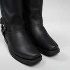 Joe Boots Men”s Motorcycle Biker Square Toe Boots–Black - OriginalWestern.com