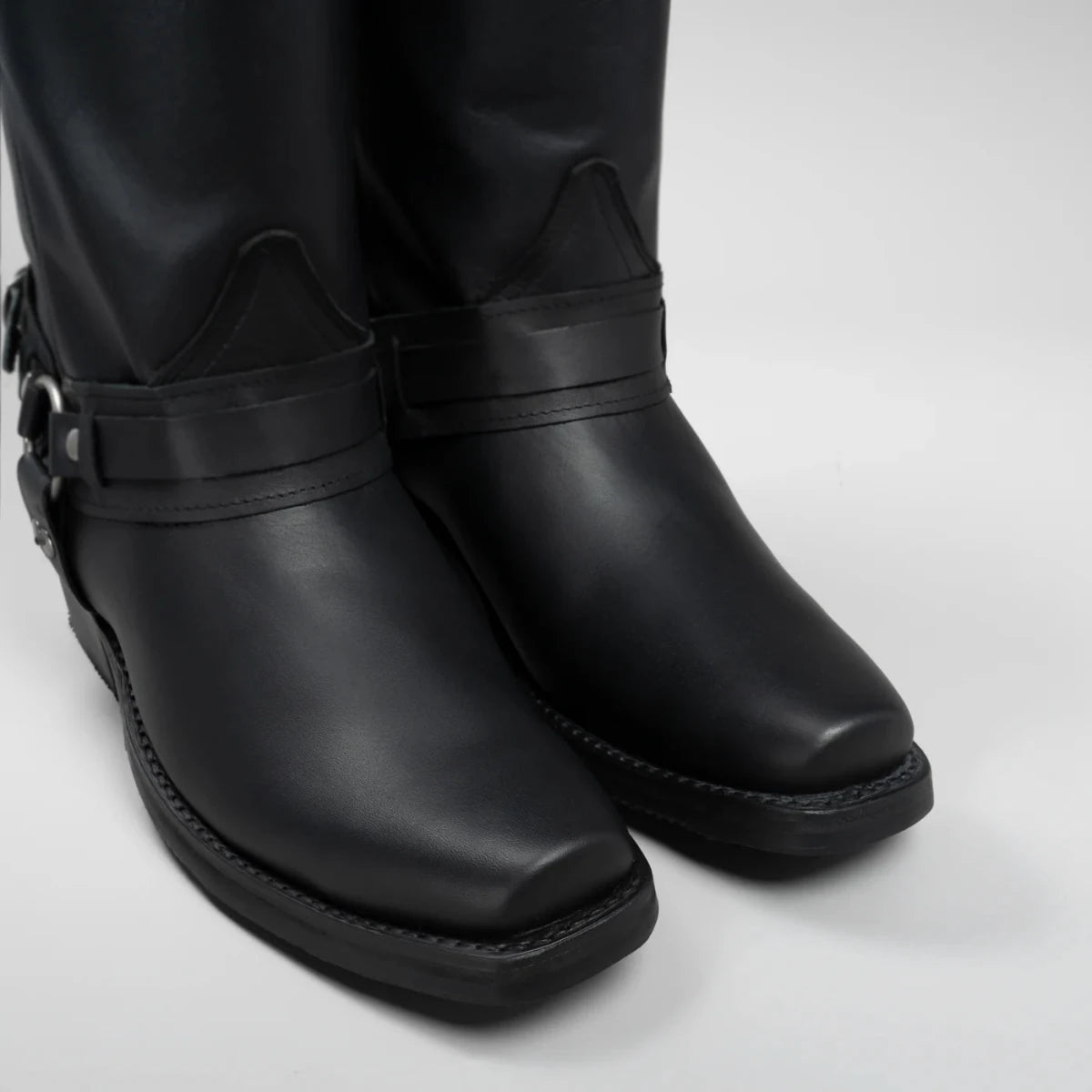 Joe Boots Men”s Motorcycle Biker Square Toe Boots–Black - OriginalWestern.com