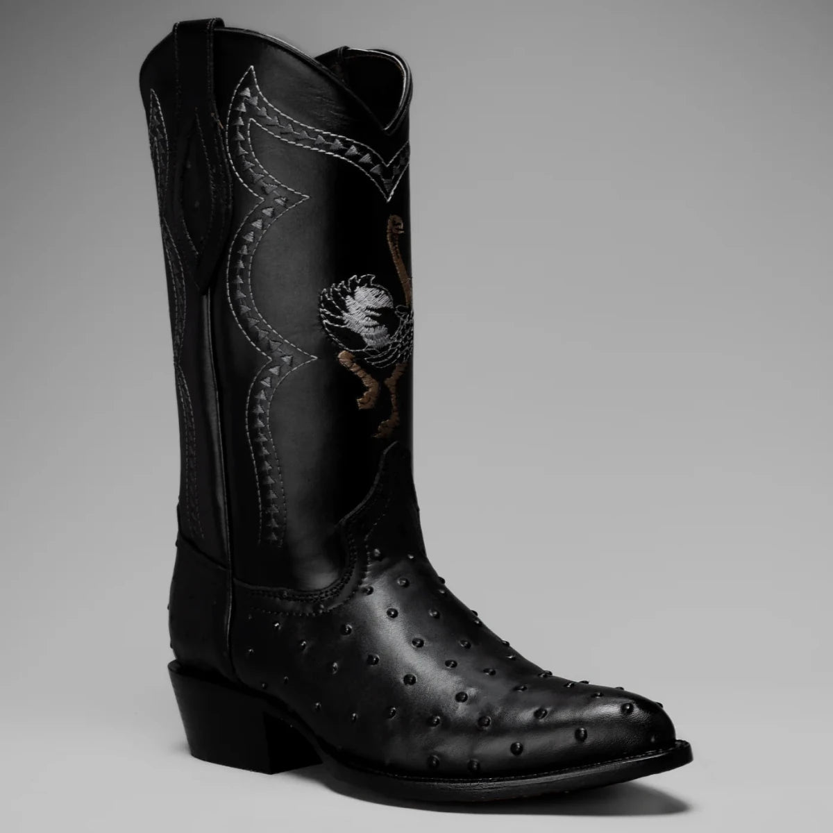 Joe Boots Men”s Ostrich J Toe Corboy Boots and Belt Combo–Black - OriginalWestern.com