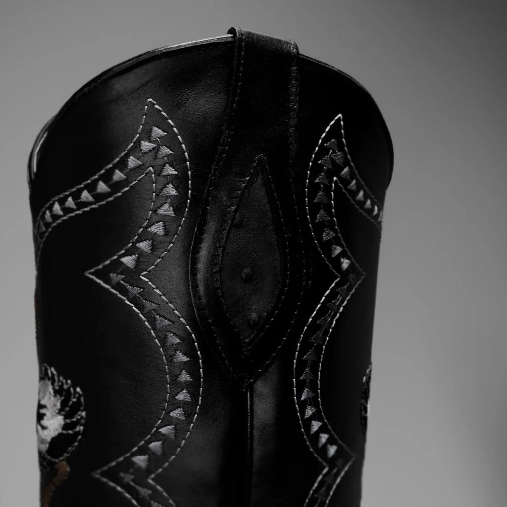 Joe Boots Men”s Ostrich J Toe Corboy Boots and Belt Combo–Black - OriginalWestern.com