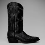 Joe Boots Men”s Ostrich J Toe Corboy Boots and Belt Combo–Black - OriginalWestern.com