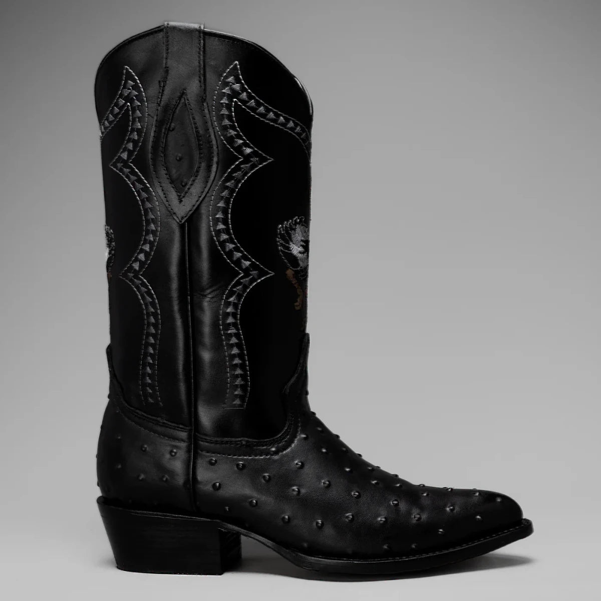 Joe Boots Men”s Ostrich J Toe Corboy Boots and Belt Combo–Black - OriginalWestern.com