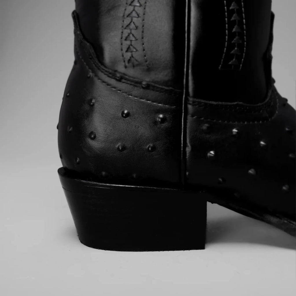 Joe Boots Men”s Ostrich J Toe Corboy Boots and Belt Combo–Black - OriginalWestern.com