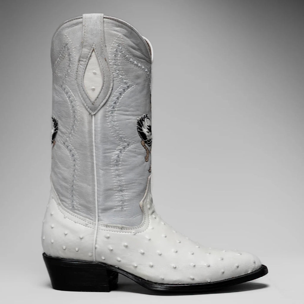 Joe Boots Men”s Ostrich J Toe Corboy Boots and Belt Combo–Bone - OriginalWestern.com