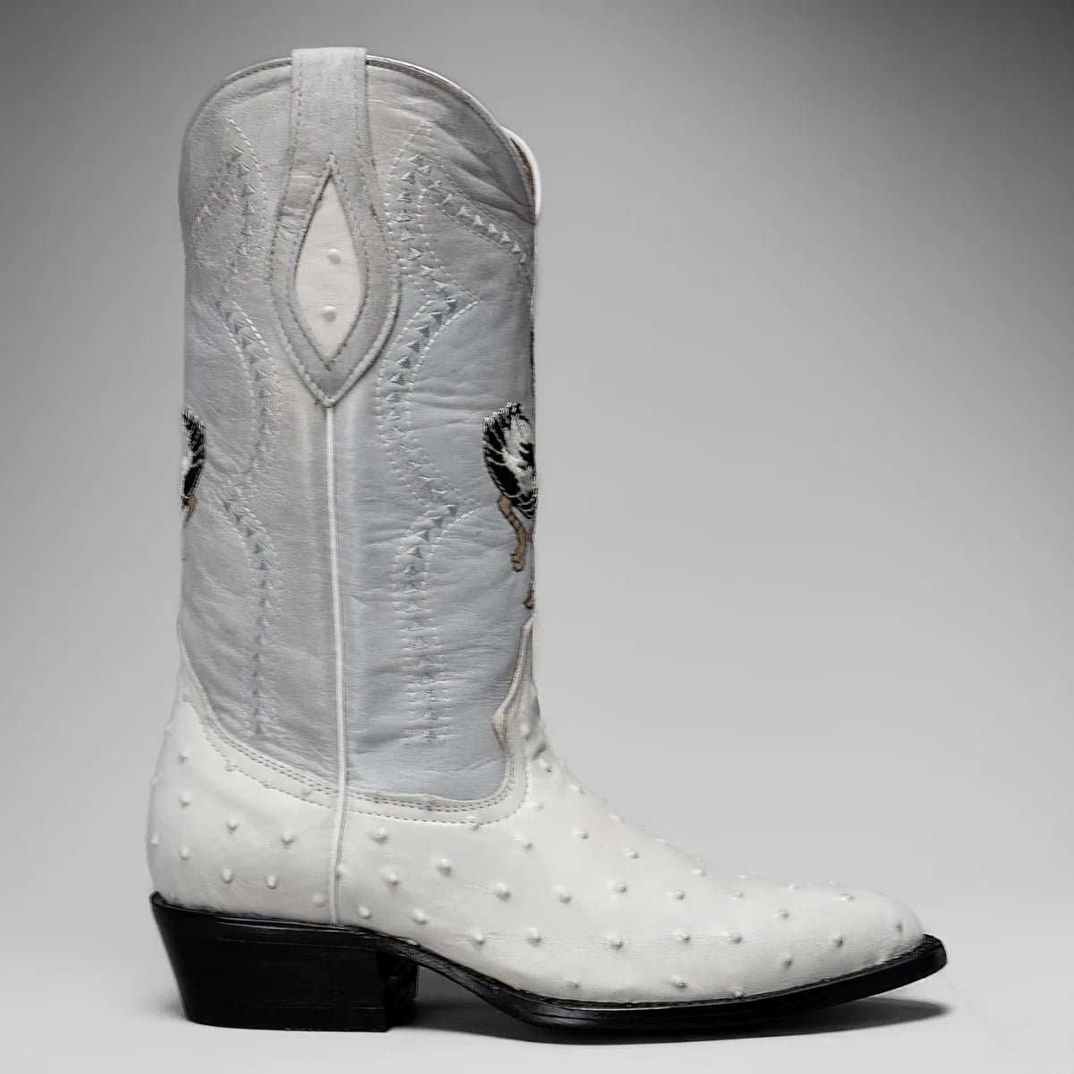 Joe Boots Men”s Ostrich J Toe Corboy Boots and Belt Combo–Bone - OriginalWestern.com
