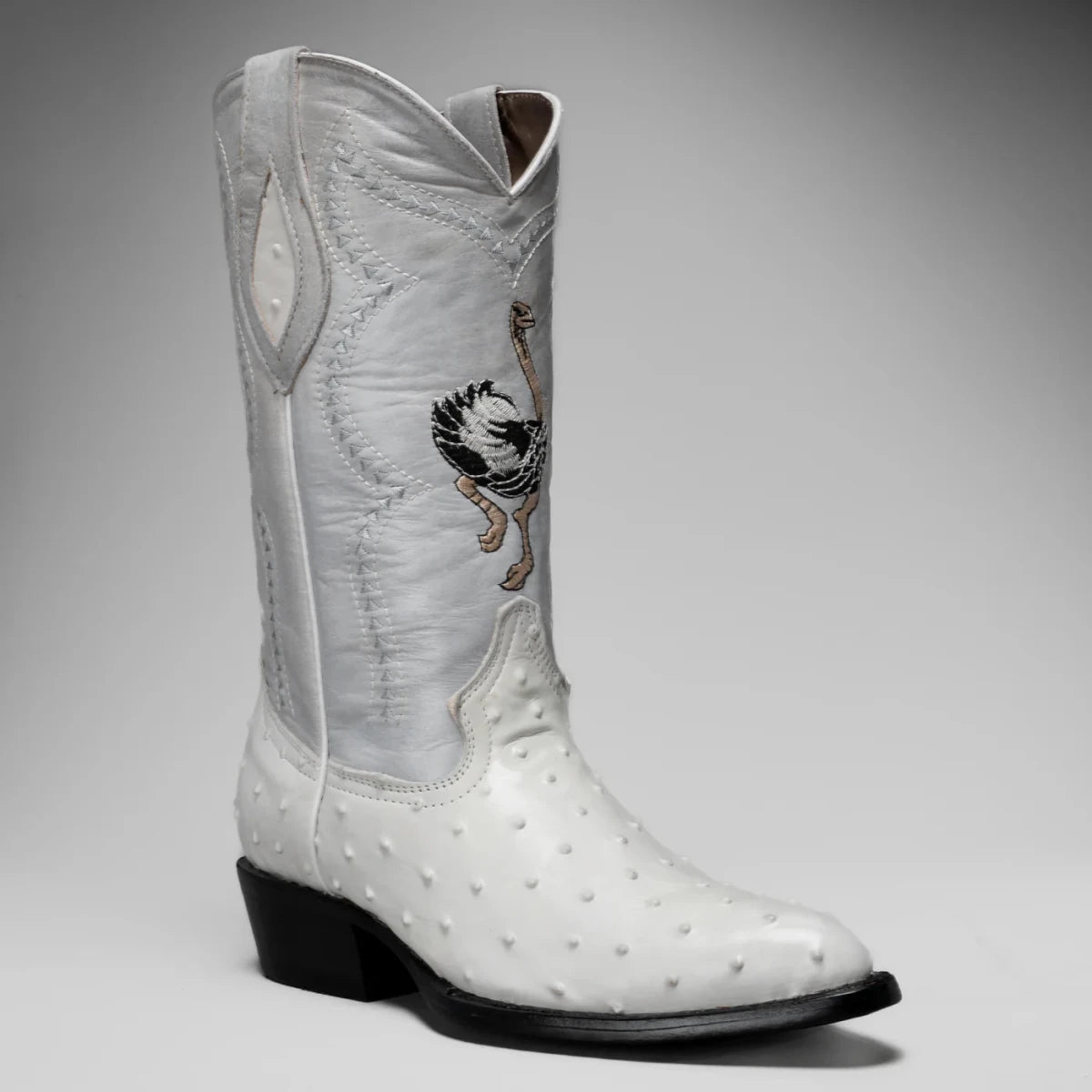 Joe Boots Men”s Ostrich J Toe Corboy Boots and Belt Combo–Bone - OriginalWestern.com
