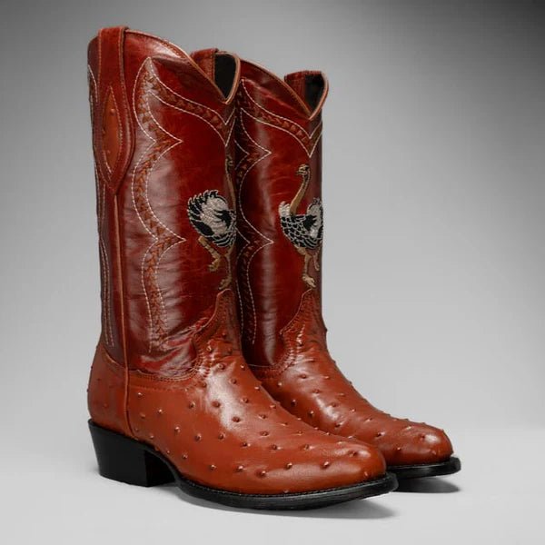 Joe Boots Men”s Ostrich J Toe Corboy Boots and Belt Combo–Shedron - OriginalWestern.com