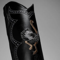 Joe Boots Men”s Ostrich J Toe Cowboy Boots–Black - OriginalWestern.com