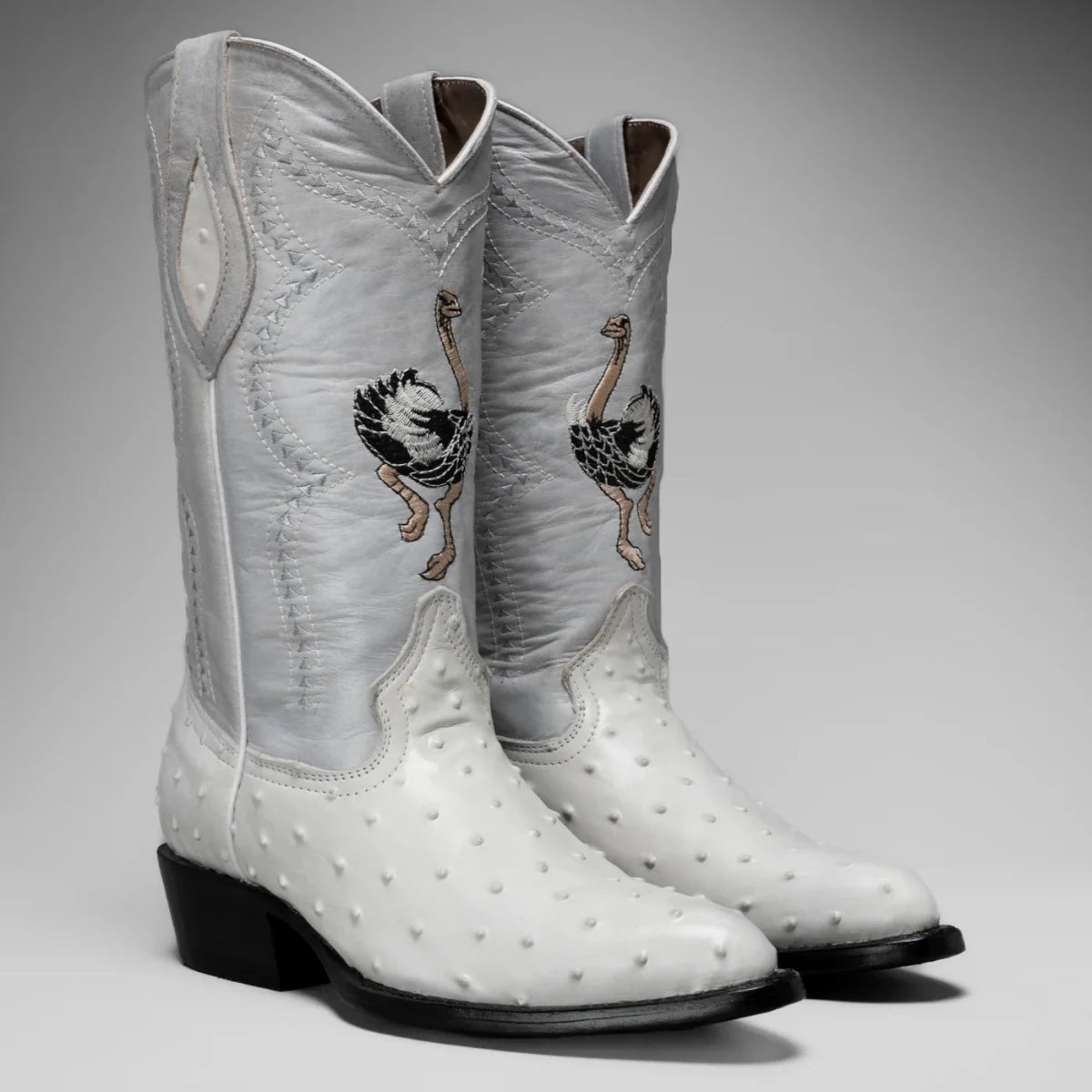 Joe Boots Men”s Ostrich J Toe Cowboy Boots–Bone - OriginalWestern.com