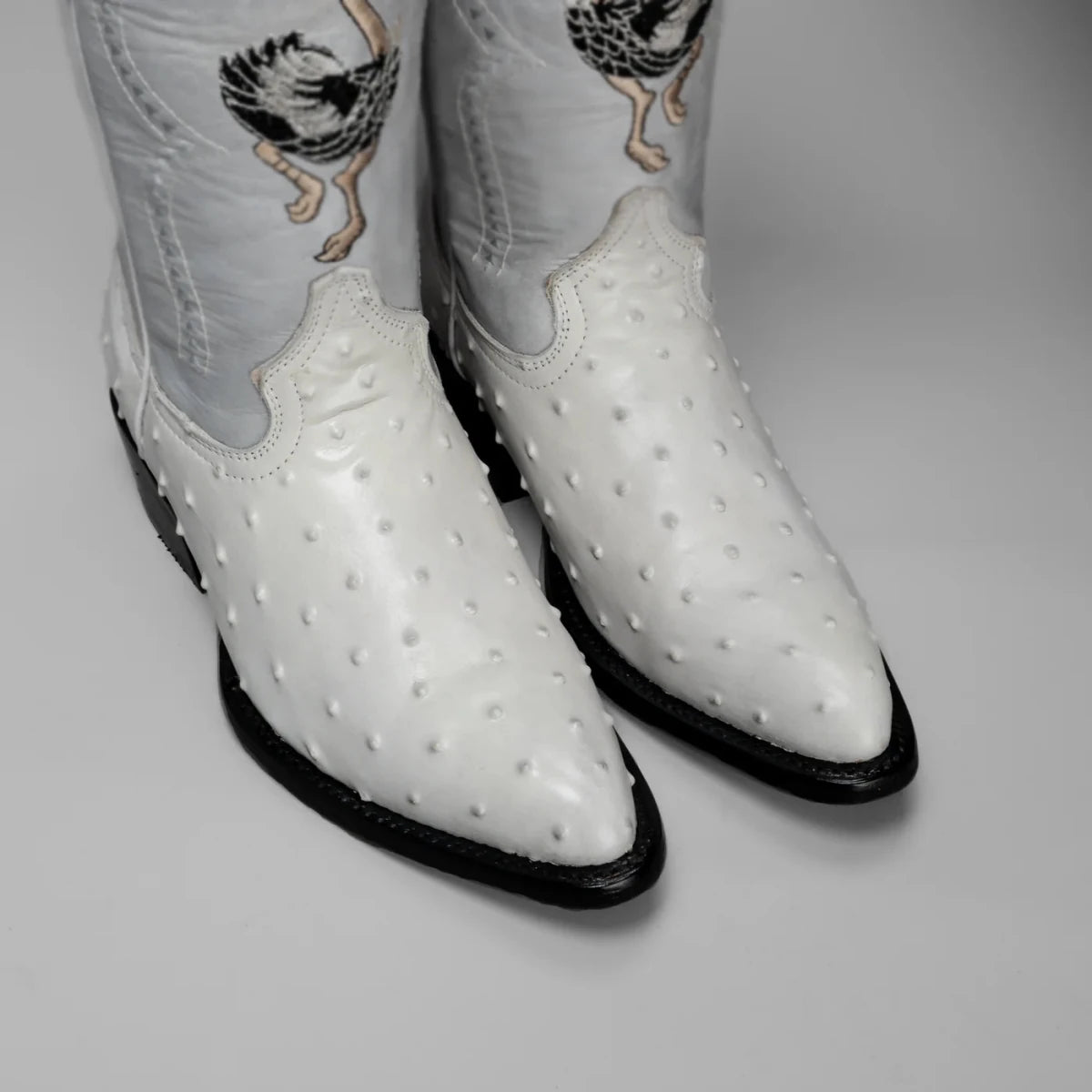 Joe Boots Men”s Ostrich J Toe Cowboy Boots–Bone - OriginalWestern.com