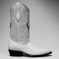 Joe Boots Men”s Ostrich J Toe Cowboy Boots–Bone - OriginalWestern.com