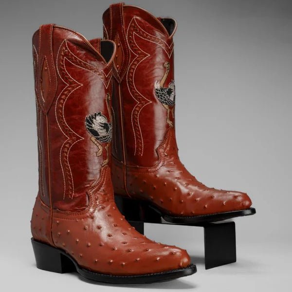 Joe Boots Men”s Ostrich J Toe Cowboy Boots–Shedron - OriginalWestern.com