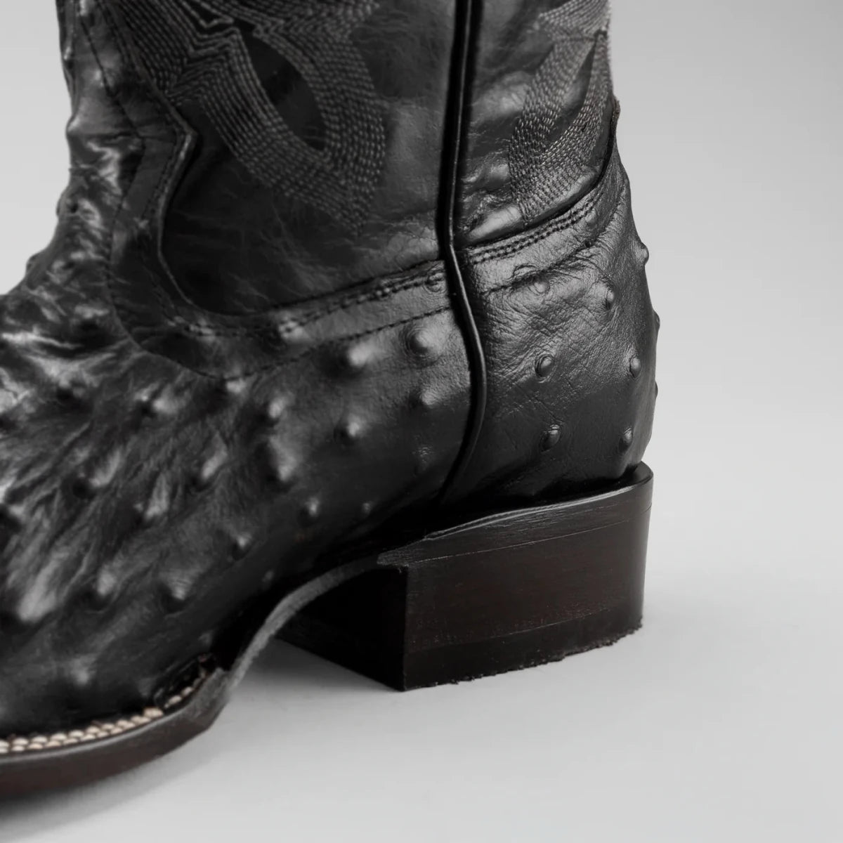 Joe Boots Men”s Ostrich Leather Square Toe Cowboy Boots–Black - OriginalWestern.com