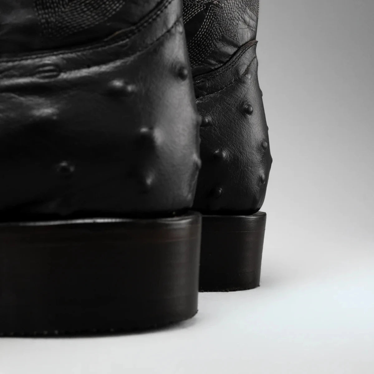 Joe Boots Men”s Ostrich Leather Square Toe Cowboy Boots–Black - OriginalWestern.com