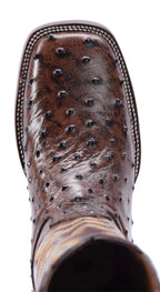Joe Boots Men's Ostrich Leather Square Toe Cowboy Boots – Brown - OriginalWestern.com