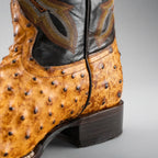 Joe Boots Men”s Ostrich Leather Square Toe Cowboy Boots–Buttercup - OriginalWestern.com