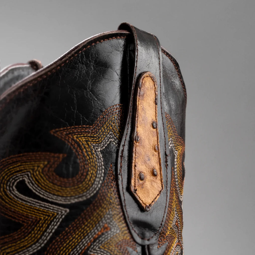 Joe Boots Men”s Ostrich Leather Square Toe Cowboy Boots–Buttercup - OriginalWestern.com