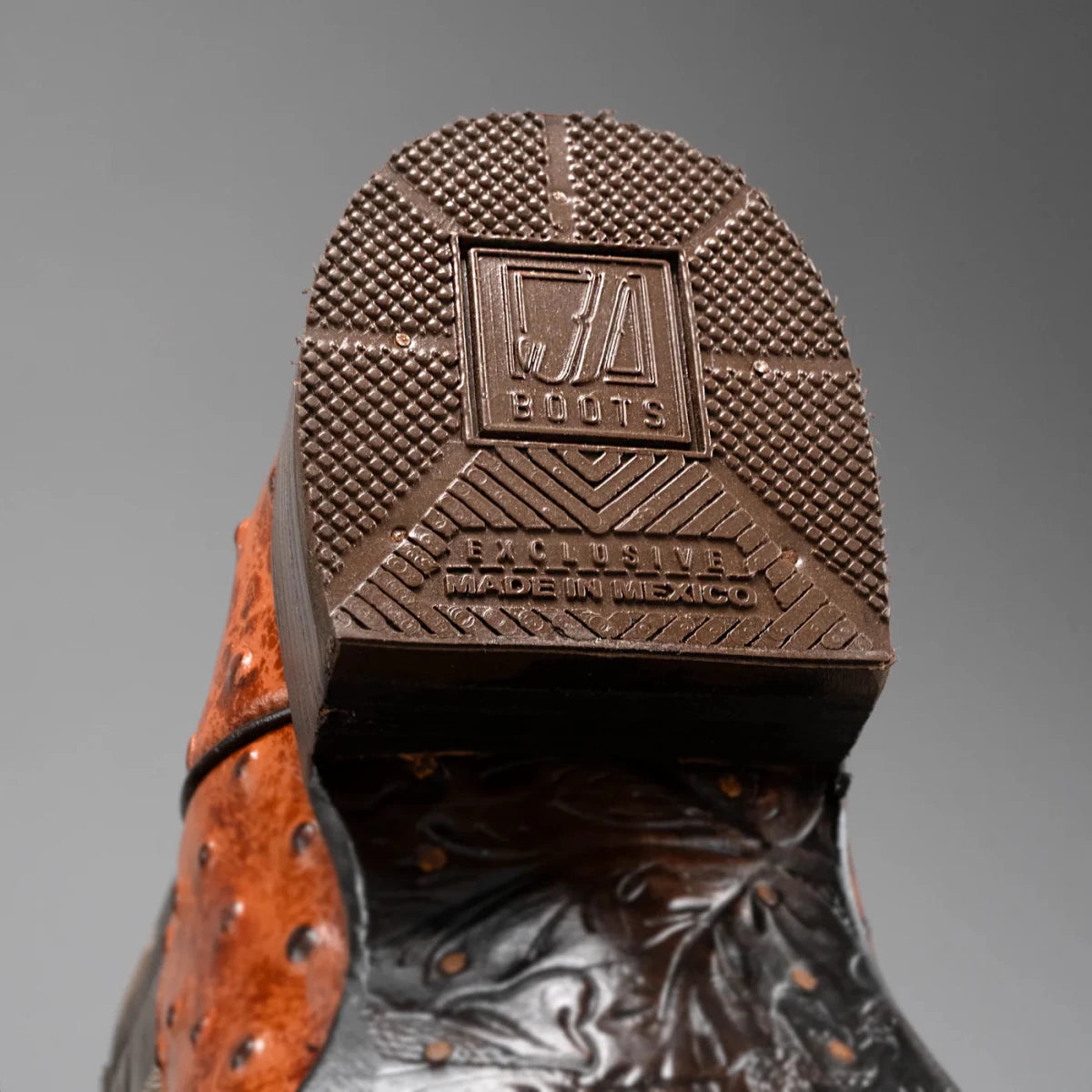 Joe Boots Men”s Ostrich Leather Square Toe Cowboy Boots–Cognac - OriginalWestern.com