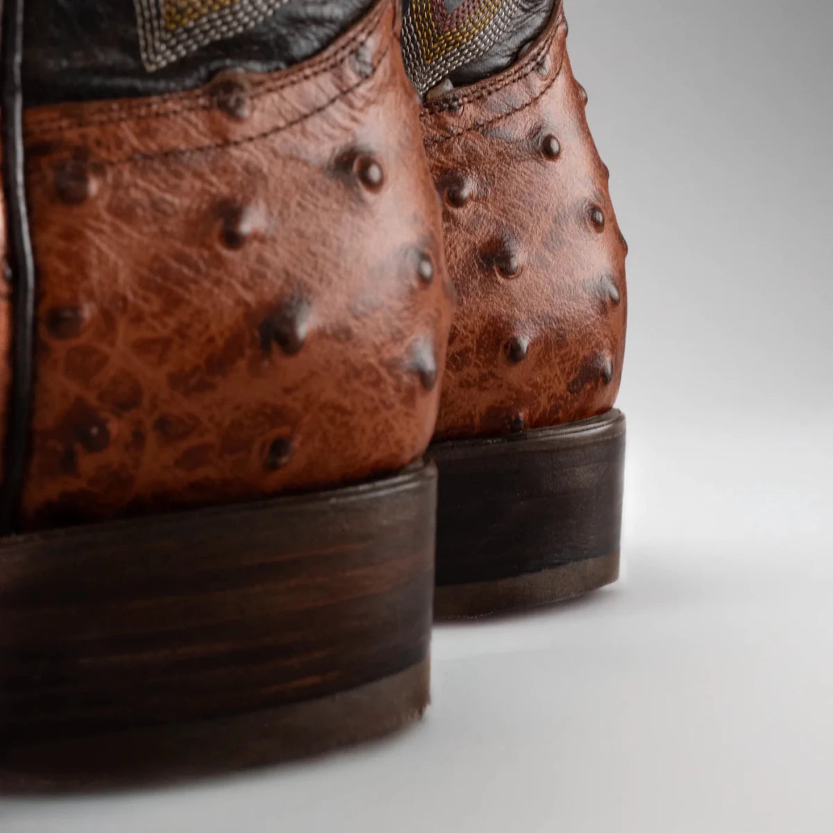 Joe Boots Men”s Ostrich Leather Square Toe Cowboy Boots–Cognac - OriginalWestern.com
