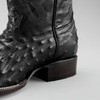 Joe Boots Men”s Ostrich Square Toe Cowboy Boots and Belt Combo–Black - OriginalWestern.com