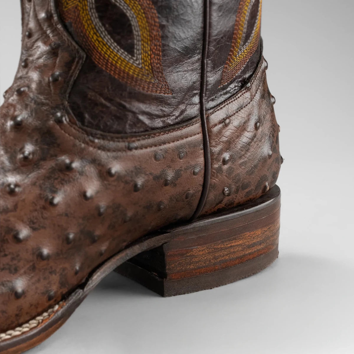 Joe Boots Men”s Ostrich Square Toe Cowboy Boots and Belt Combo–Brown - OriginalWestern.com