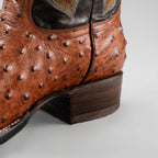 Joe Boots Men”s Ostrich Square Toe Cowboy Boots and Belt Combo– Cognac - OriginalWestern.com