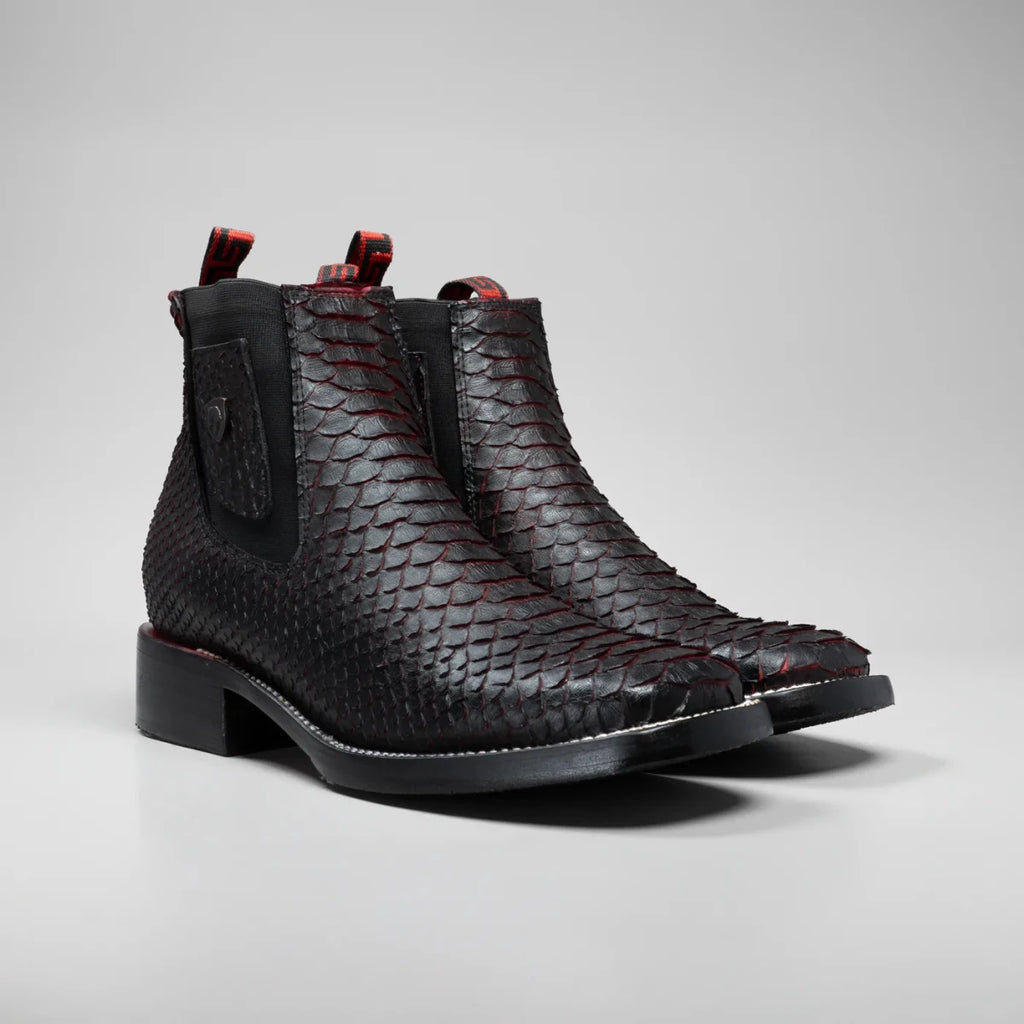 Joe Boots Men”s Phyton Square Toe Ankle Boot–Red - OriginalWestern.com
