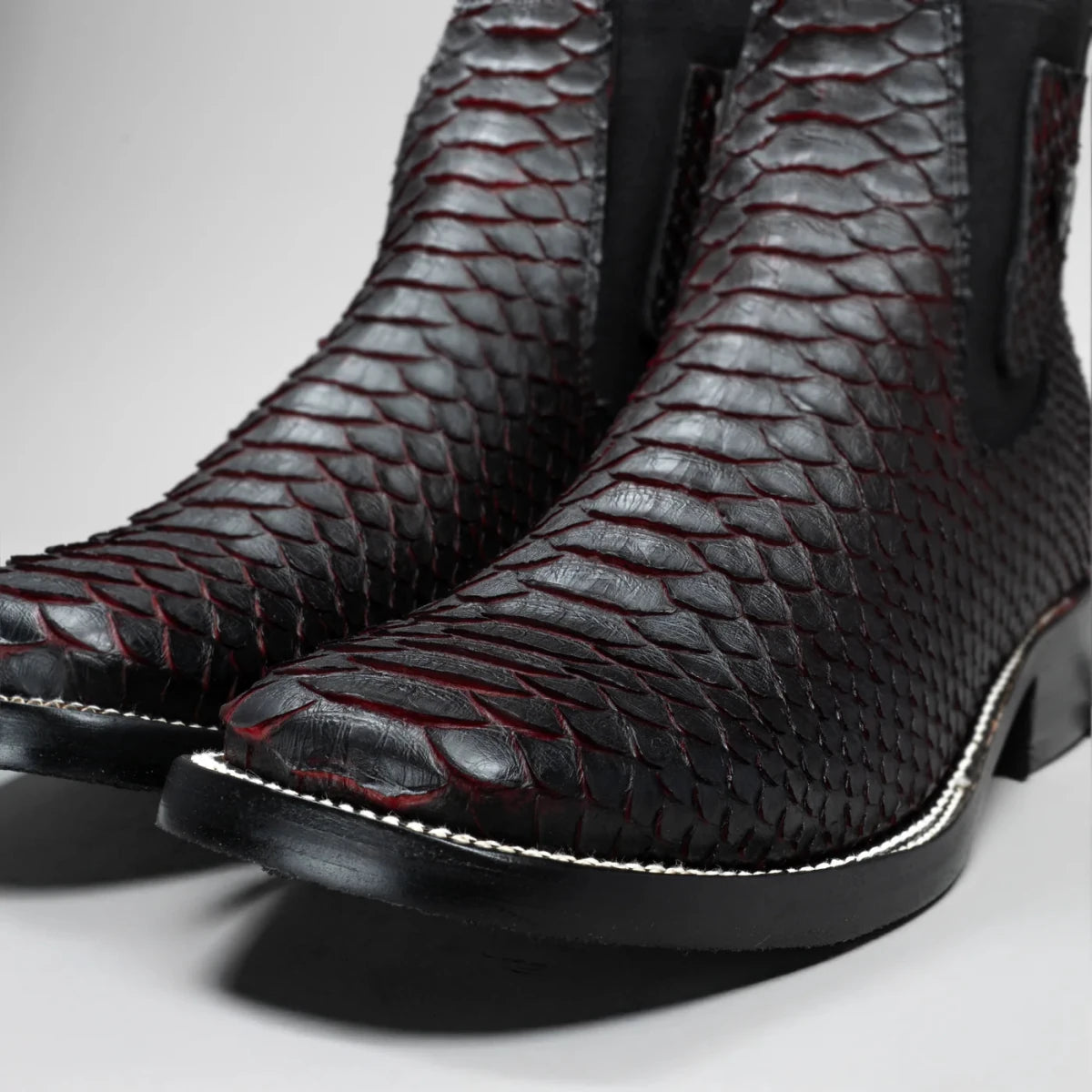 Joe Boots Men”s Phyton Square Toe Ankle Boot–Red - OriginalWestern.com