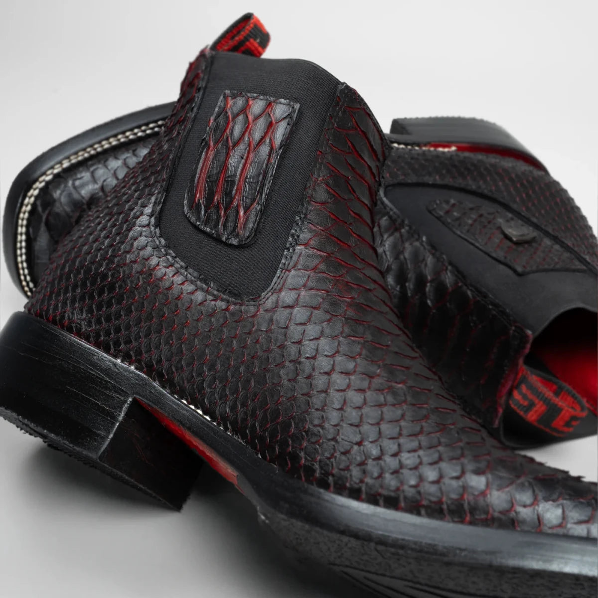 Joe Boots Men”s Phyton Square Toe Ankle Boot–Red - OriginalWestern.com