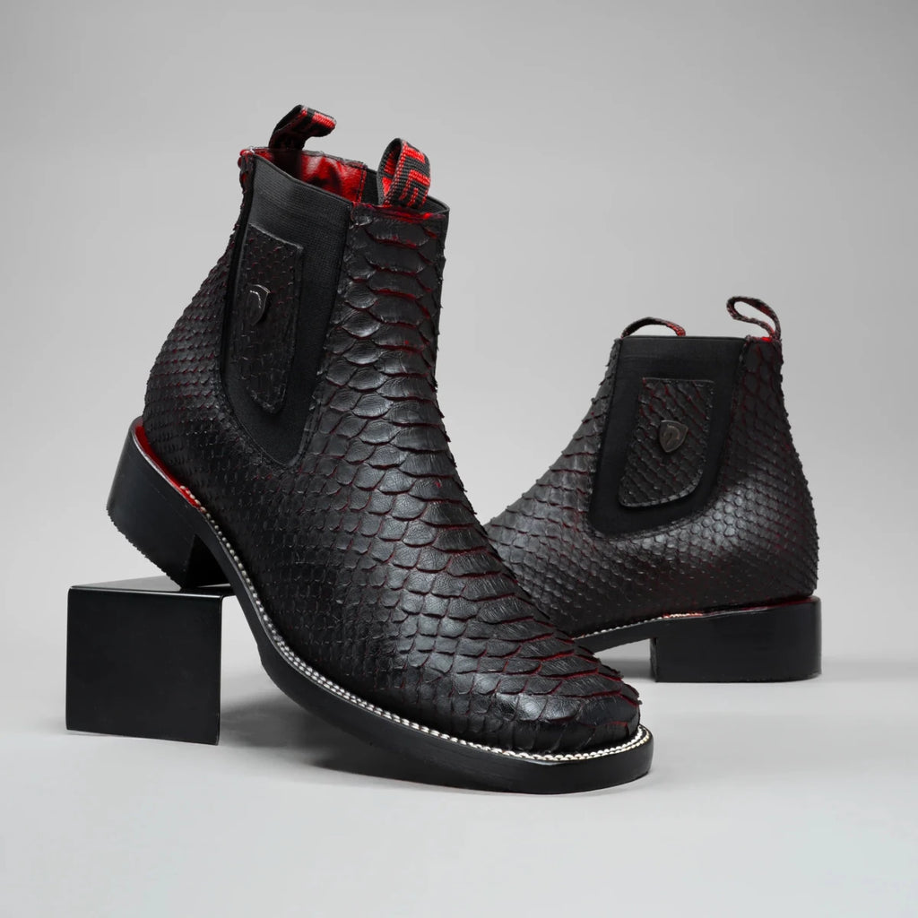 Joe Boots Men”s Phyton Square Toe Ankle Boot–Red - OriginalWestern.com
