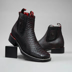 Joe Boots Men”s Phyton Square Toe Ankle Boot–Red - OriginalWestern.com