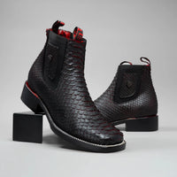 Joe Boots Men”s Phyton Square Toe Ankle Boot–Red - OriginalWestern.com
