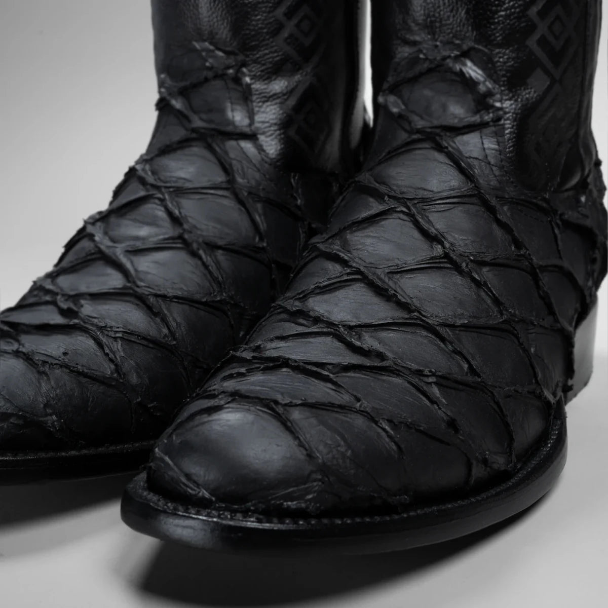 Joe Boots Men”s Pirarucu Monster Fish Round Toe Zipper Cowboy Boots - OriginalWestern.com