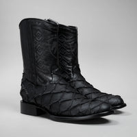 Joe Boots Men”s Pirarucu Monster Fish Round Toe Zipper Cowboy Boots - OriginalWestern.com