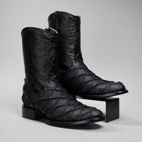 Joe Boots Men”s Pirarucu Monster Fish Round Toe Zipper Cowboy Boots - OriginalWestern.com