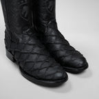 Joe Boots Men”s Pirarucu Monster Fish Round Toe Zipper Cowboy Boots - OriginalWestern.com