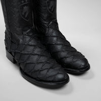 Joe Boots Men”s Pirarucu Monster Fish Round Toe Zipper Cowboy Boots - OriginalWestern.com