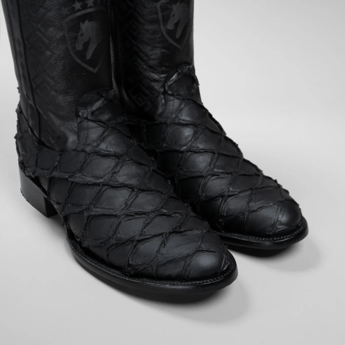 Joe Boots Men”s Pirarucu Monster Fish Round Toe Zipper Cowboy Boots - OriginalWestern.com
