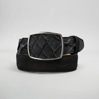 Joe Boots Men”s Pirarucu Monster Fish Round Toe Zipper Cowboy Boots and Belt Combo - OriginalWestern.com