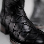 Joe Boots Men”s Pirarucu Monster Fish Square Toe Cowboy Boots–Black - OriginalWestern.com